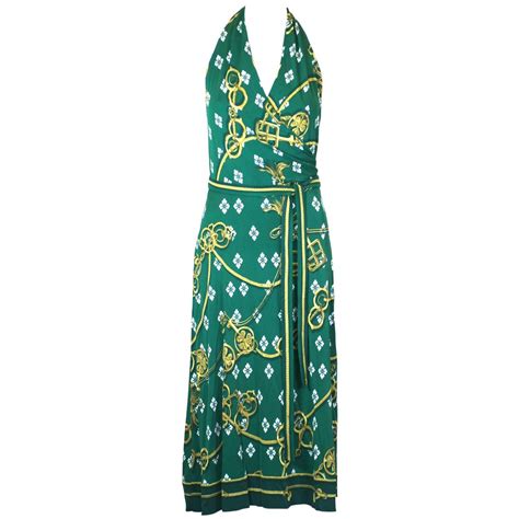 hermes silk wrap halter dress.